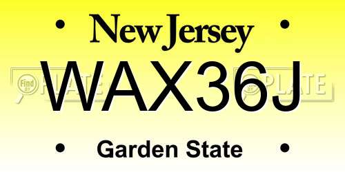 WAX36J New Jersey License Plate