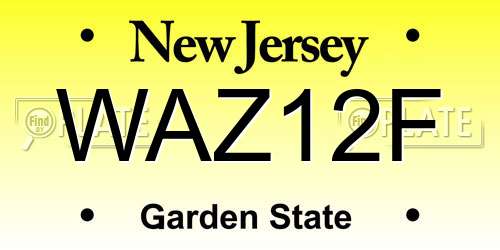 WAZ12F New Jersey License Plate