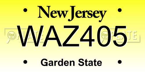WAZ405 New Jersey License Plate