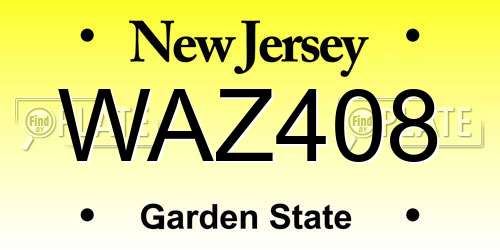 WAZ408 New Jersey License Plate