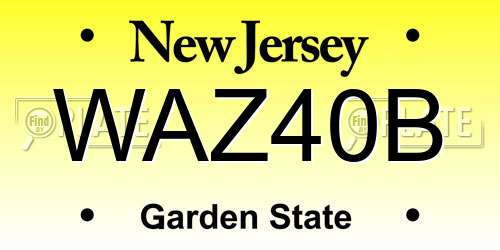 WAZ40B New Jersey License Plate
