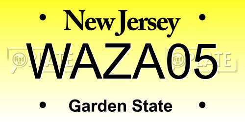 WAZA05 New Jersey License Plate