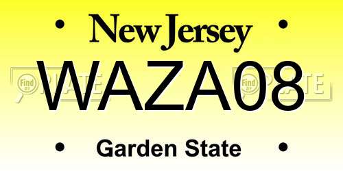 WAZA08 New Jersey License Plate