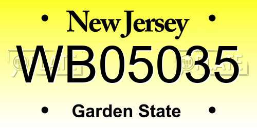 WB05035 New Jersey License Plate