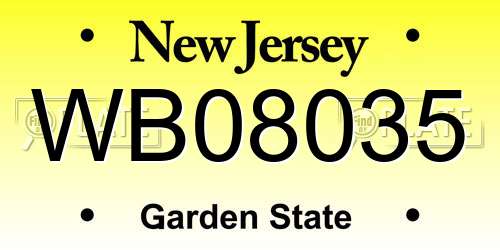 WB08035 New Jersey License Plate