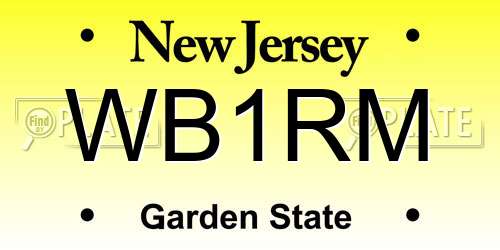 WB1RM New Jersey License Plate