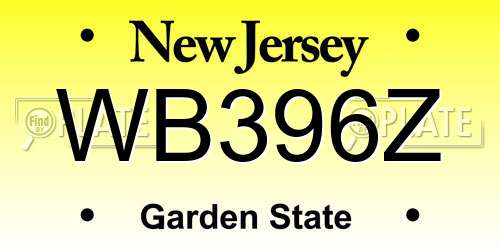 WB396Z New Jersey License Plate