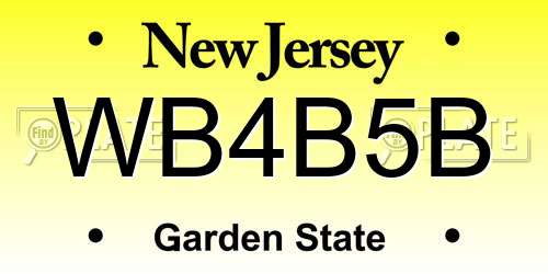 WB4B5B New Jersey License Plate