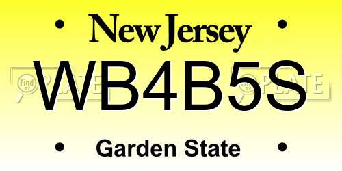 WB4B5S New Jersey License Plate