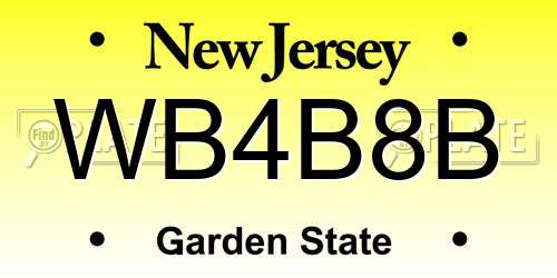 WB4B8B New Jersey License Plate