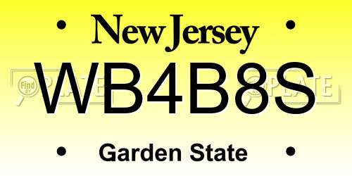WB4B8S New Jersey License Plate