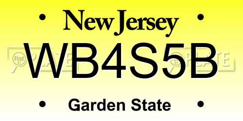 WB4S5B New Jersey License Plate