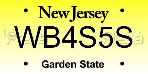 WB4S5S New Jersey License Plate