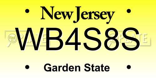 WB4S8S New Jersey License Plate