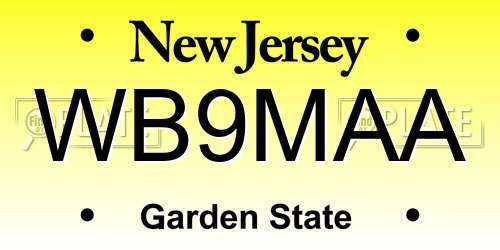 WB9MAA New Jersey License Plate