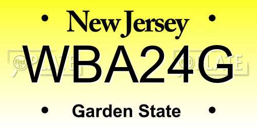 WBA24G New Jersey License Plate