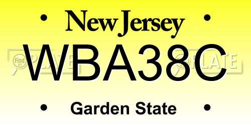 WBA38C New Jersey License Plate
