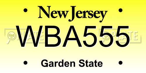 WBA555 New Jersey License Plate