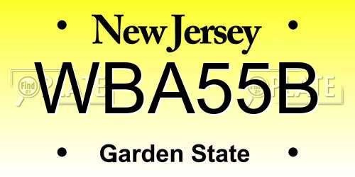 WBA55B New Jersey License Plate