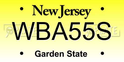 WBA55S New Jersey License Plate