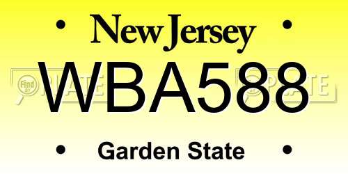 WBA588 New Jersey License Plate