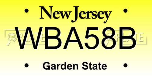 WBA58B New Jersey License Plate