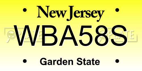 WBA58S New Jersey License Plate