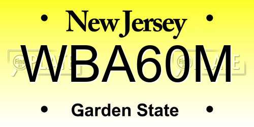 WBA60M New Jersey License Plate