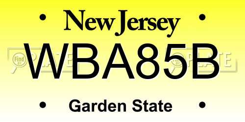 WBA85B New Jersey License Plate