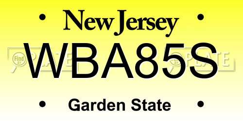 WBA85S New Jersey License Plate