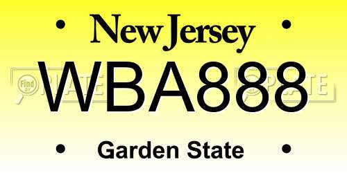 WBA888 New Jersey License Plate