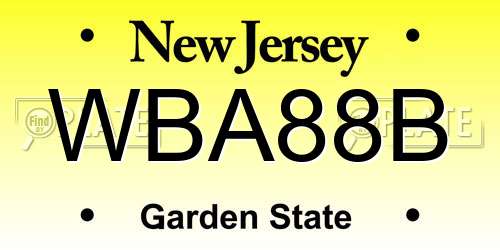 WBA88B New Jersey License Plate