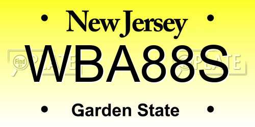 WBA88S New Jersey License Plate