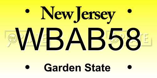 WBAB58 New Jersey License Plate