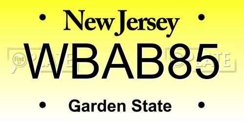 WBAB85 New Jersey License Plate