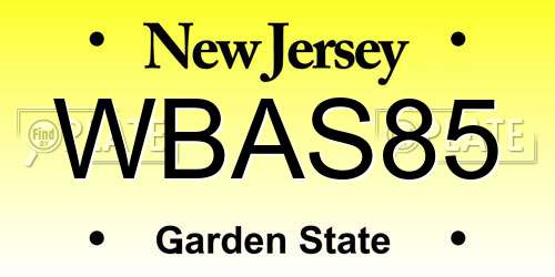 WBAS85 New Jersey License Plate