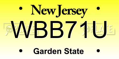 WBB71U New Jersey License Plate