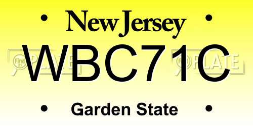 WBC71C New Jersey License Plate