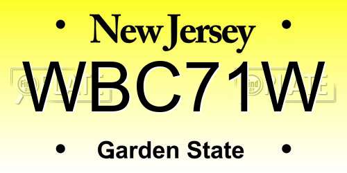 WBC71W New Jersey License Plate