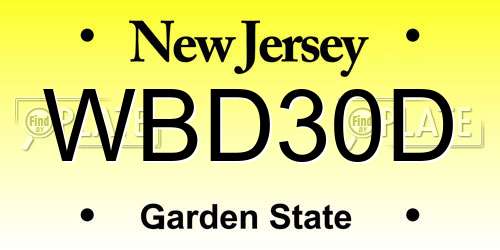 WBD30D New Jersey License Plate