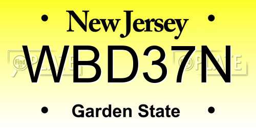 WBD37N New Jersey License Plate