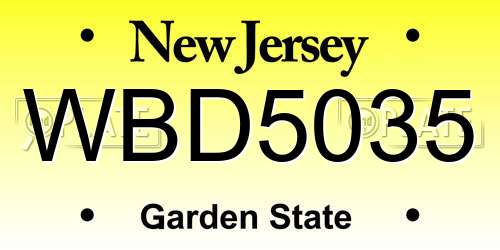 WBD5035 New Jersey License Plate