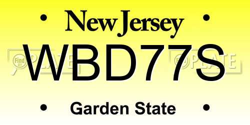 WBD77S New Jersey License Plate