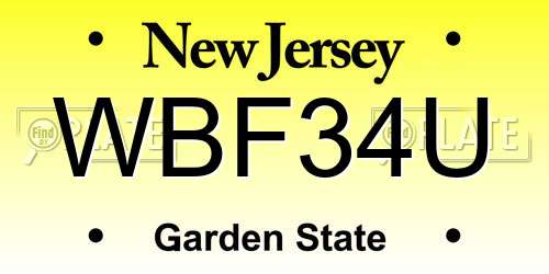 WBF34U New Jersey License Plate