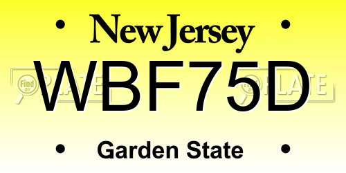 WBF75D New Jersey License Plate
