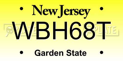 WBH68T New Jersey License Plate