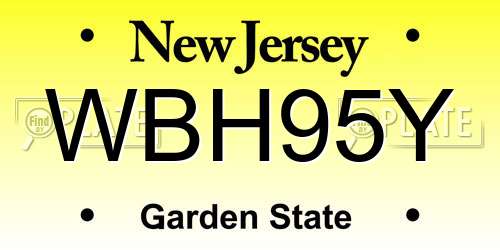 WBH95Y New Jersey License Plate