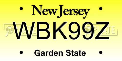 WBK99Z New Jersey License Plate