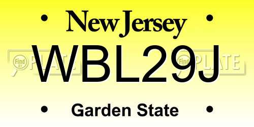 WBL29J New Jersey License Plate