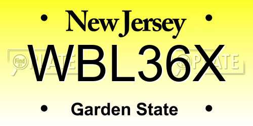 WBL36X New Jersey License Plate